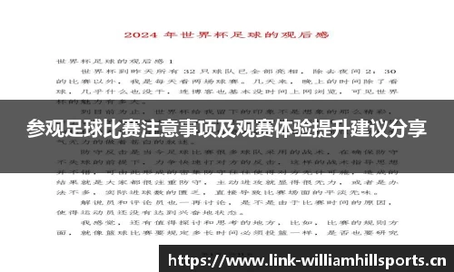 参观足球比赛注意事项及观赛体验提升建议分享